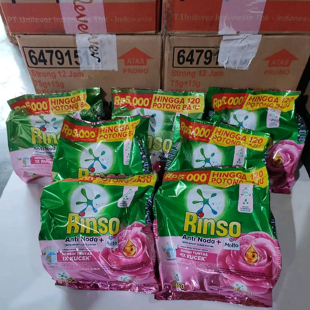 7 pcs Rinso bubuk 195gr Kemasan 5000an Harga ekonomis