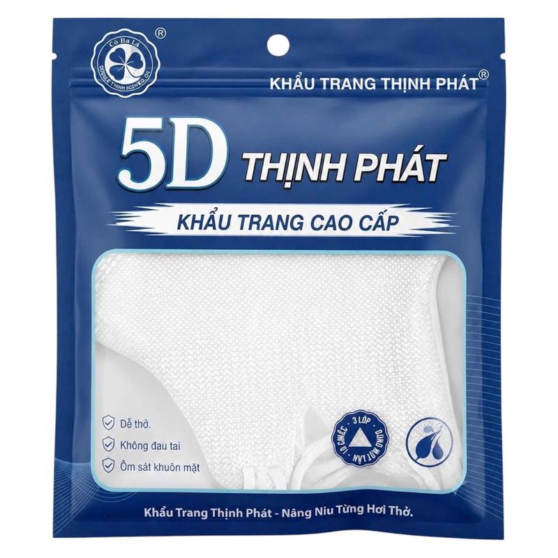 100 Chiếc Khẩu Trang 5D Thịnh Phát 3 Lớp Kháng Khuẩn, Kháng Giọt Bắn Chống Tia…