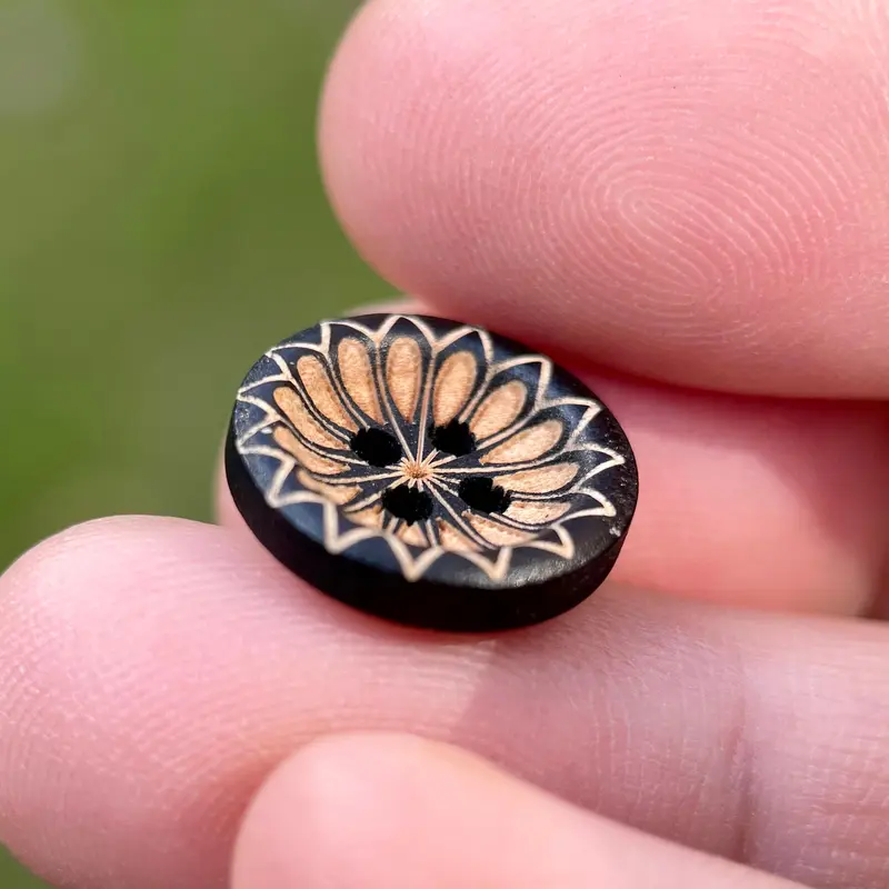 Nút áo sơ mi bằng gỗ, hoa sen, 15mm, 10 / 20 chiếc, thích hợp cho đồ may mặc và đồ trang trí Phật giáo Zen, cung cấp cho ngành dệt 3