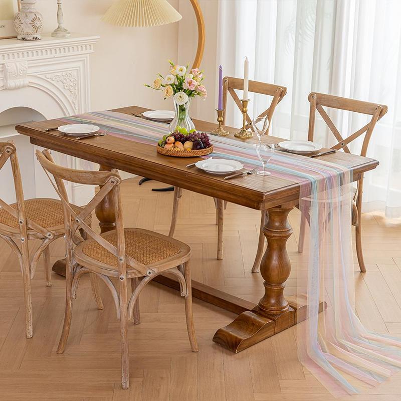 Product Introduction of Rainbow Color Gradient Tablecloth, Rectangular Tablecloth, Table Decoration Supplies for Home Kitchen Dining Room Wedding Birthday Party 0