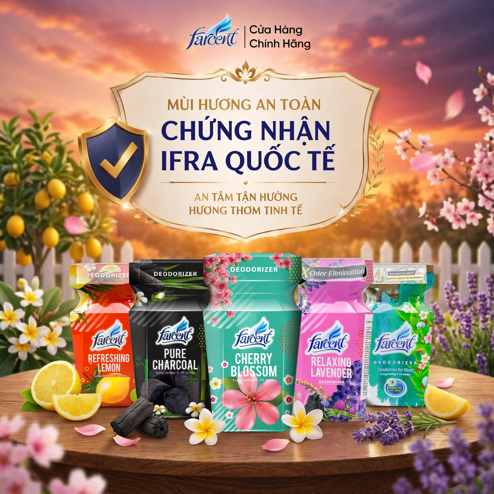 Hộp toả hương khử mùi thanh lọc không khí Farcent hương dịu nhẹ 300ml cho bếp, phòng khách, nhà tắm, toilet, tủ quần áo Dầu Thơm Phòng Nước Hoa