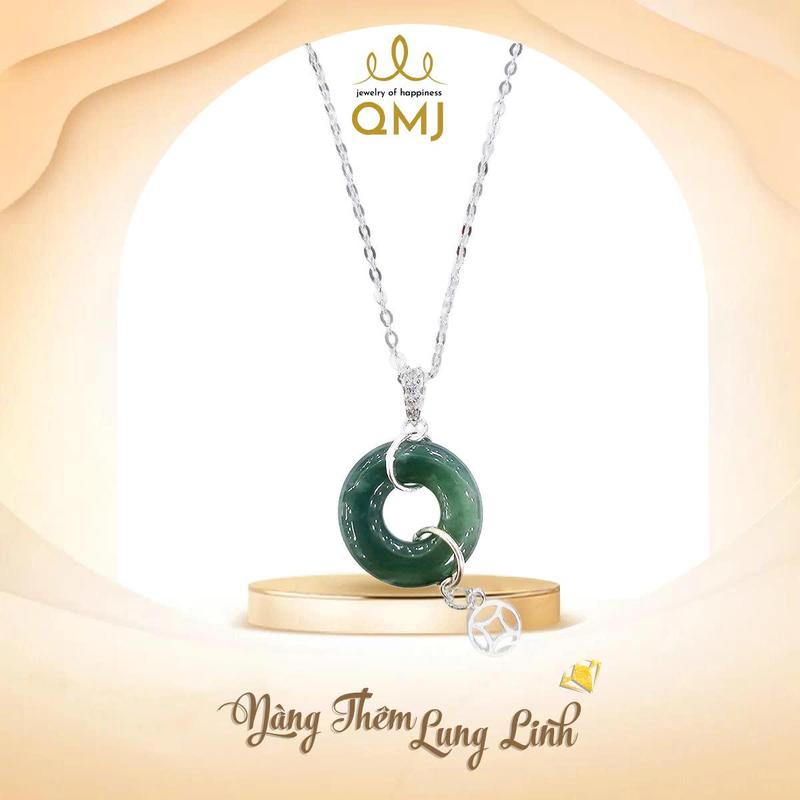 QMJ STORE - Q1 Dây chuyền BĂNG NGỌC LAM ĐỒNG ĐIẾU HIPPIE đá Lam ngọc mix charm kim tiền tài lộc may mắn, thời trang phụ kiện trang sức bạc 925 cao cấp