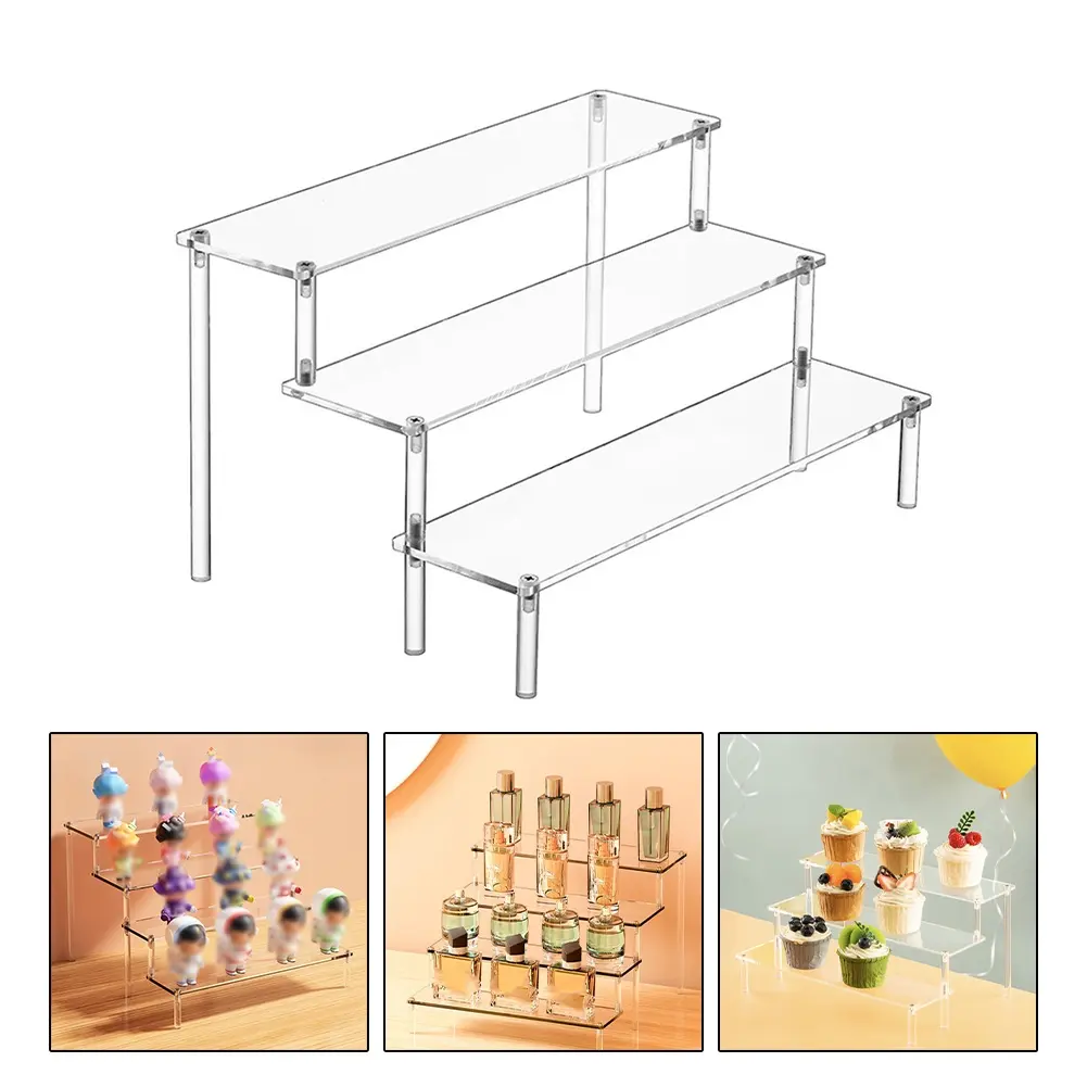 1-3 Layers Acrylic Display Stand Perfume Figurine Transparent Storage Rack