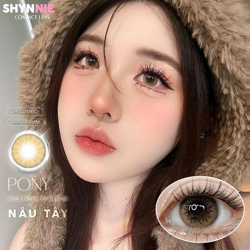 1 CẶP - LENS mắt PONY BROWN 14.5MM giãn to mắt ướt rõ màu - Kính áp tròng SHYNNIE LENS
