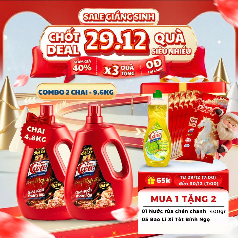  Combo 2 Chai Nước Giặt Xả True Care 5in1 4.8Kg Chai - Thơm không cần nước xả 