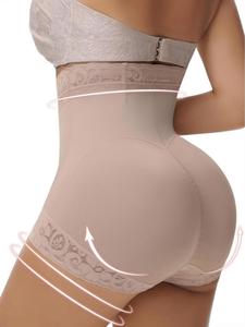 Shorts moldeadores de cintura alta para mujer, 1 unidad; tela transpirable y elástica; bragas moldeadoras cómodas tipo faja con encaje y diseño antideslizante; ideales para uso diario.