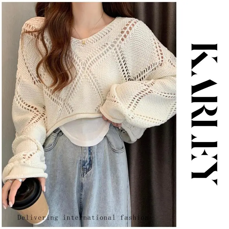 KARLEY Sweater Wanita Vintage Lengan Panjang Premium Casual Atasan #SO173