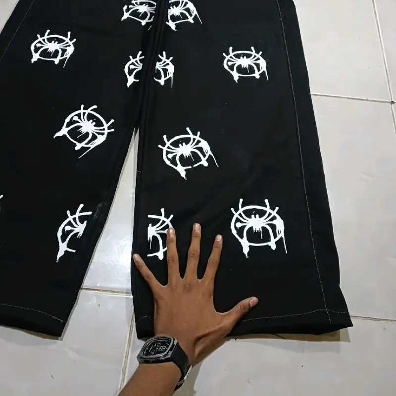 Celana panjang gombrong pria Hitam Dewasa 2