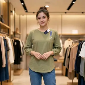 atasan wanita 7/8 blouse lengan kerut bordir N