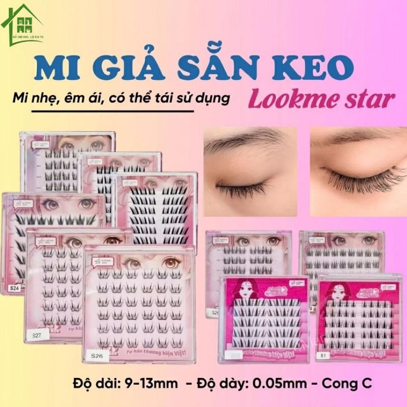Lông mi giả sẵn keo Lookme Star dễ dàng gắn, có độ cong, mi giả gân trong tự…