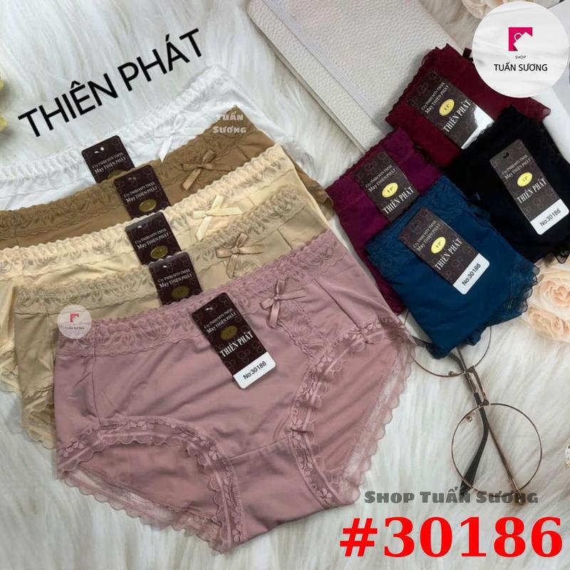 Set 5-10 Quần Lót Nữ, Mã 30186, Chất Thun Lạnh Phối Ren Đùi, Gắn Nơ, Dễ Thương, Mềm Mịn, Co Giãn Thỏa Mái