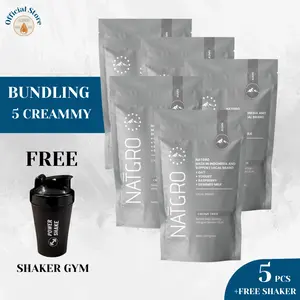 NATGRO Bundling 5 pcs + SHAKER / 25x Serving / Kombinasi Susu Skim, Yogurt, Raspberry, Kelor - Alamon