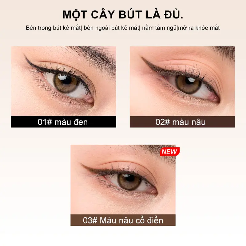 Tun Phạm x [UKISS] UKISS Bút Chì Kẻ Mắt Dạng Gel, 60Mg, Hai Đầu, Với Cọ Kẻ Mắt Siêu Mỏng, Chống Thấm Nước, Chống Nhòe, Lâu Trôi, Cho Người Mới Bắt Đầu Trang Điểm Mỹ Phẩm Nữ Cosmetic Women 7