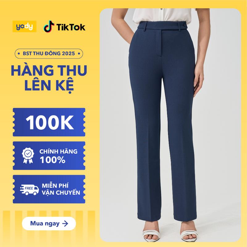 [Đồng giá] [ LIVE ] YODY Quần Âu Nữ Loe Cúc Bọc Cạp Chun Đáp Thanh Lịch QAN7137