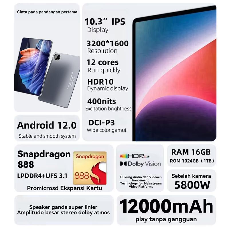 【COD】2025 Han.Z MatePad  5G Tablet H13. 10.3 inci baru[16GB+1TB] Pengalaman profesional seperti PC |Tampilan layar penuh warna asli OLED 120Hz l ultra-tipis | ultra-portabel Wifi 2