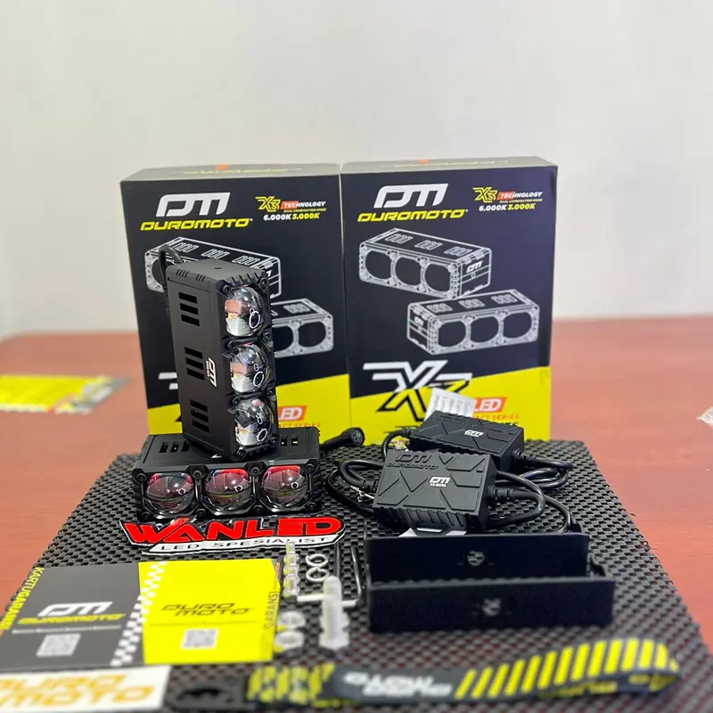 DUROMOTO X3 Sepasang 2 Lampu X 3 Lampu Mini Laser Projie LED 3 Mata Foglamp Motor Touring ADV 75 WATT 6
