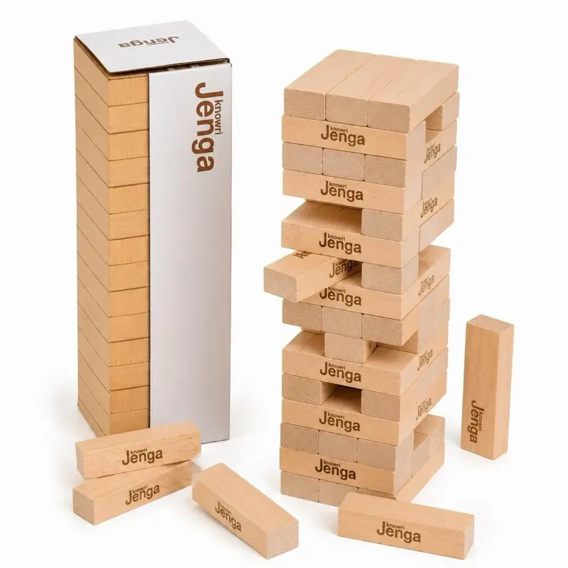 Mainan JENGA Balok Kayu Kualitas Premium Bahan Kayu Lembut 54 Pcs Susun Blok Edukasi Anak Orang Dewasa Mainan Keluarga Balok Kayu JENGA Permainan Seru & Edukatif