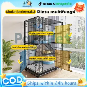 【50% Diskon】Vila  Multi-Lantai Besi Hitam - Ventilasi Canggih  Ruang Bebas Lebih Luas untuk  tenda  bonus  kasur tenda outdoor house kandang  3 tingkat  jumbo playground  cats pet 2 shelter kucing di pot bunga rumah mewah scratch pad sofa dakron