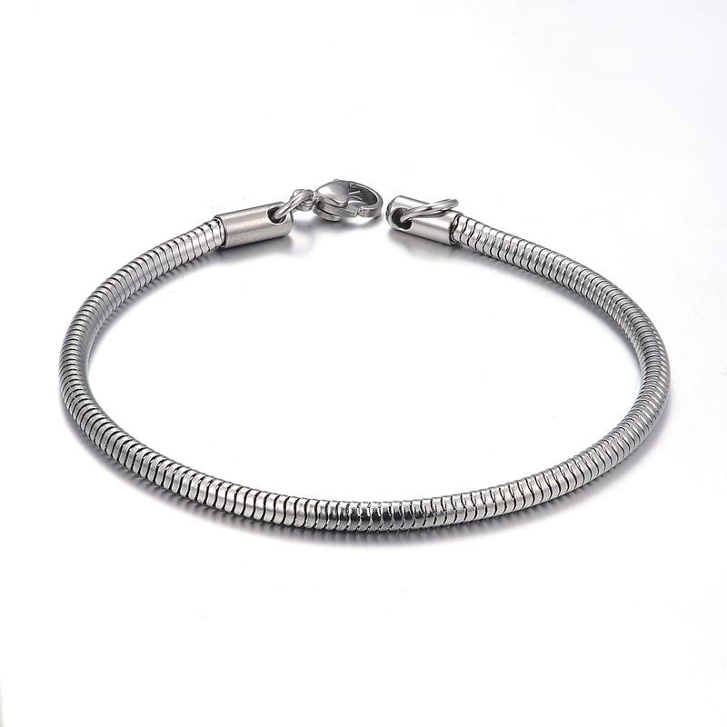 Gelang Tangan Lelaki dan Wanita, Bahan Keluli Titanium, Rekaan Bergaya, Gaya Hip-hop, Mudah dan Mendominasi, Reka Bentuk Tulang Ular 0