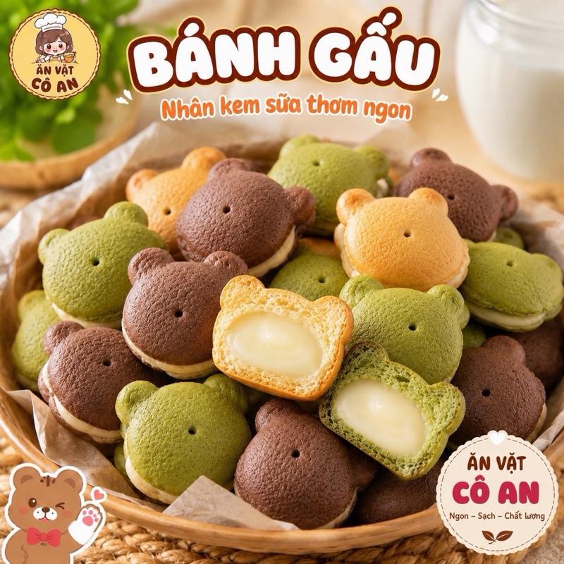 Bánh Gấu Nhân Kem 3 Vị Ngon Chùm Ngây Socola Vani Thơm Ngon Giòn Xốp Tan Ngay