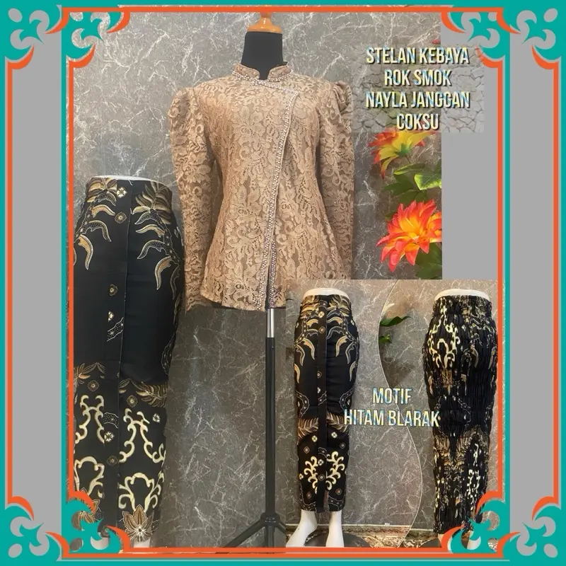 Stelan kebaya brokat rok wiru smok Wanita 4