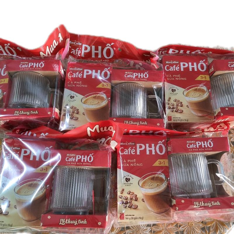 [COMBO HOT 5 TẶNG 5] MUA 5 HỘP CAFE PHỐ HOT TẶNG NGAY 5 LY THỦY TINH CAO CẤP ( 10 gói × 16g)×5