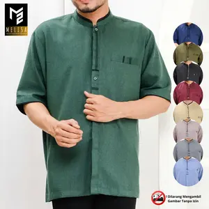 baju koko pria kemko lengan pendek bahan katun madinah size M L XL baju koko pria dewasa model terbaru Muslim Nyaman