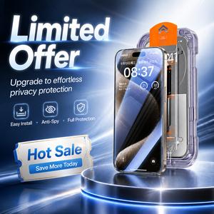 Phim chống nhìn xuyên qua cho iPhone 17/16/15/14/13 Pro Max, bộ sắp xếp tự động, kính cường lực, chặn ánh sáng rò rỉ, ánh sáng xanh, độ dày 9H, không có bong bóng, không để lại vết vân tay, chống vỡ, phù hợp chơi game, dễ dàng lắp đặt.