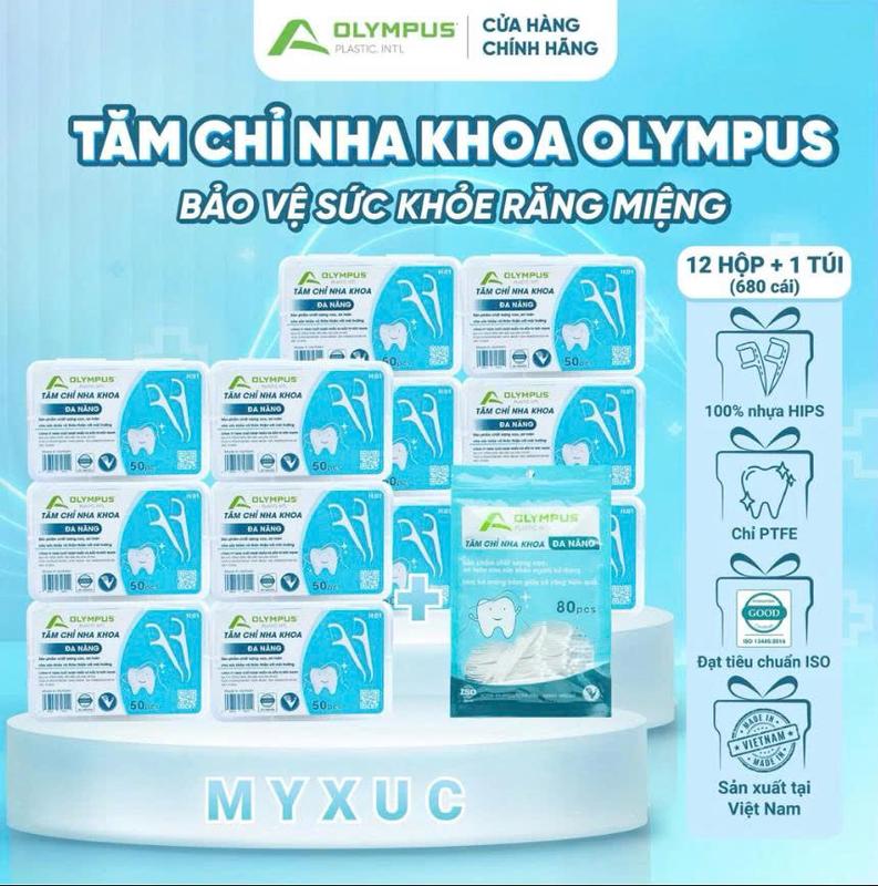 Combo 12 hộp OLYMPUS ( 600 chiếc) Tăm chỉ nha khoa, OLympus tăm chỉ vệ sinh răng miệng, hàng chuẩn, an toàn, tiện dụng cho gia đình