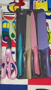 Product Review of Pisau Set 6IN1 Warna Warni Kode 600 - Corrugated Kitchen Knife Kitchenware - Pisau Roti - Pisau Stainless from ب**🌙 3