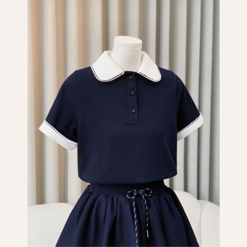    DEAL MỞ BÁN  Áo Thun Polo Nữ Thiết Kế Phối Cổ Sen Kiểu Dáng Tiểu Thư Nhẹ Nhàng 