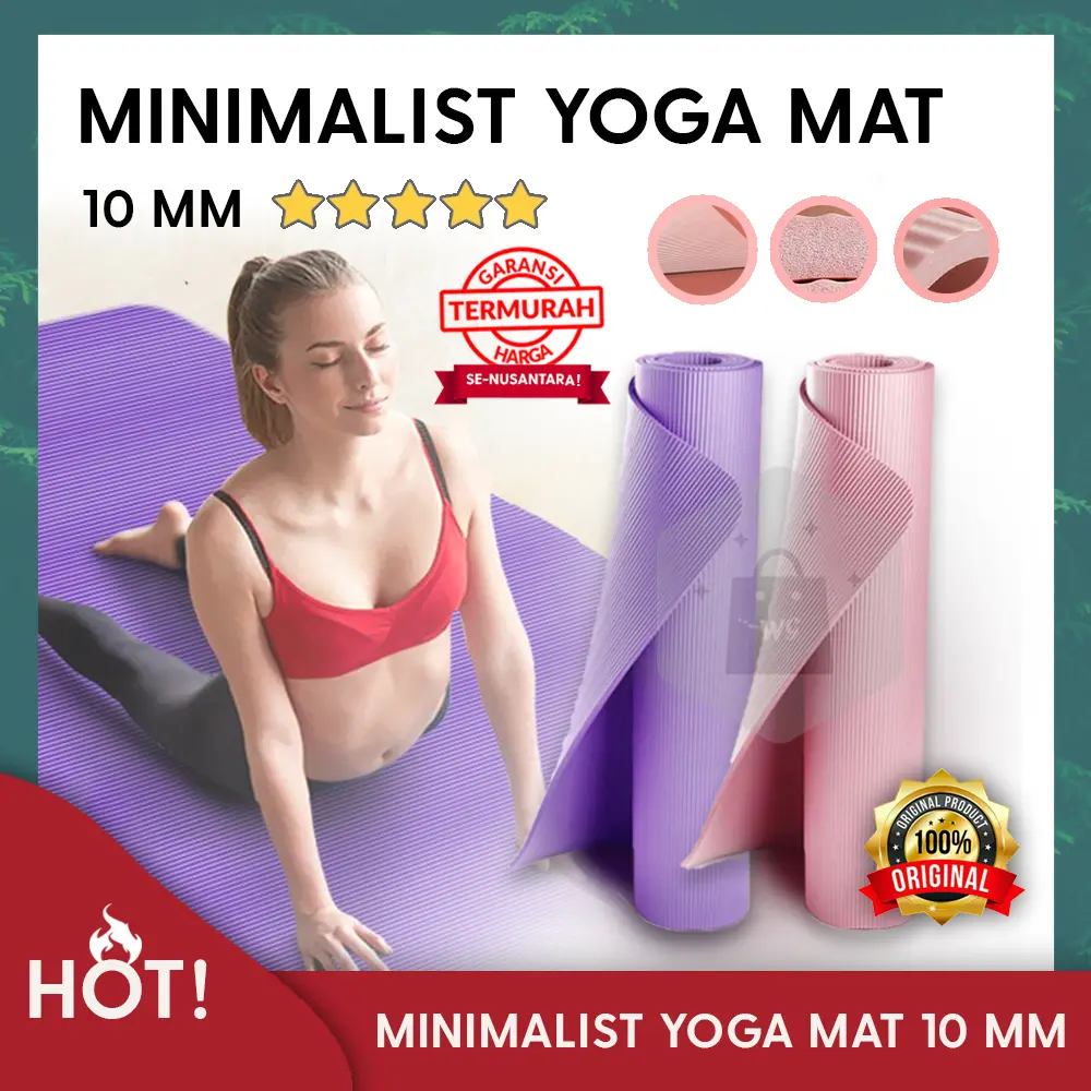MINIMALIST YOGA MAT 10MM Matras Yoga Anti Slip | Alas Senam | Mat Pilates Camping Yoga Mat