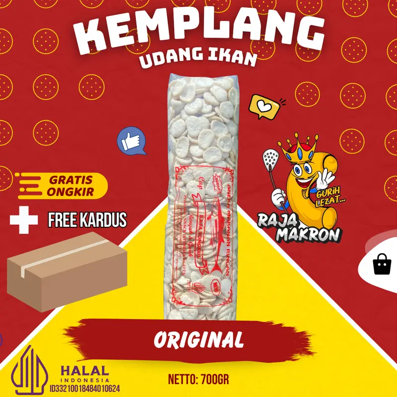 1 BAL KEMPLANG UDANG IKAN RASA ORIGINAL Snack Food Keripik Cemilan Kering Asin Makanan Camilan Toples 0