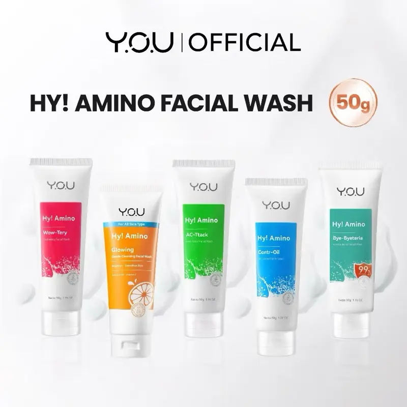 YOU Hy! Amino Facial Wash 50g Anti Acne, Hydrating, Brightening, Oil Control Sabun Cuci Muka