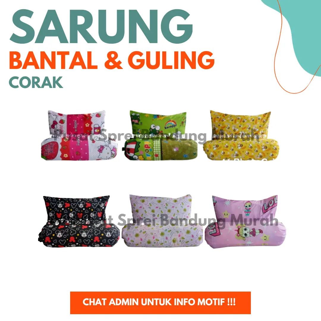 Sarung Bantal Guling Set Motif Corak Dinosaurus Keroppi Hello Kitty LOL Swan Aesthetic Murah 45x60/32x90