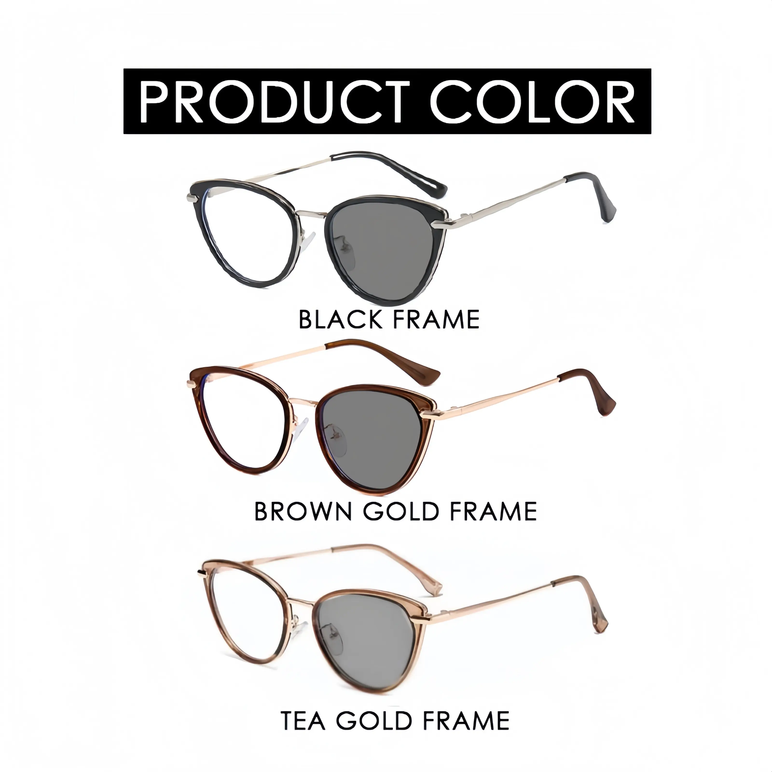 Cat Eye Round Polarized Sunglasses UV Protection Sun Solarized Round Cat Combo Peach Gold Female Round Sunglasses  main image 3