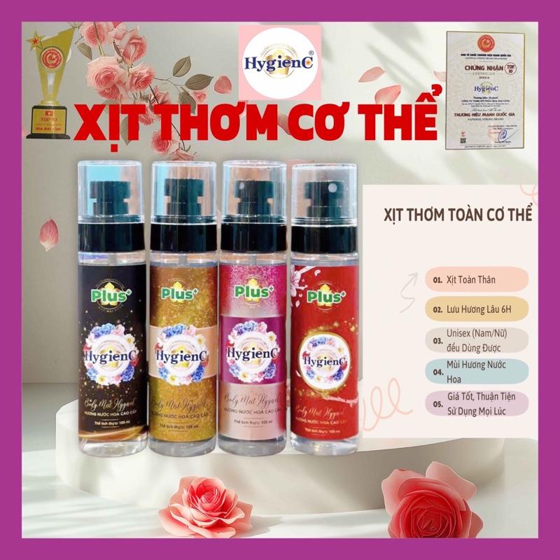 [SALE KHỦNG COMBO 4 CHAI] Body Mist HygienC Plus,Xịt Toàn Thân Lưu Hương 6H - Mùi Hương Nước Hoa 105Ml/ Chai. Ngoài ra Xịt thơm trong tủ quần áo, Giày dép, chăn, Xe Hơi, rèm cửa,...