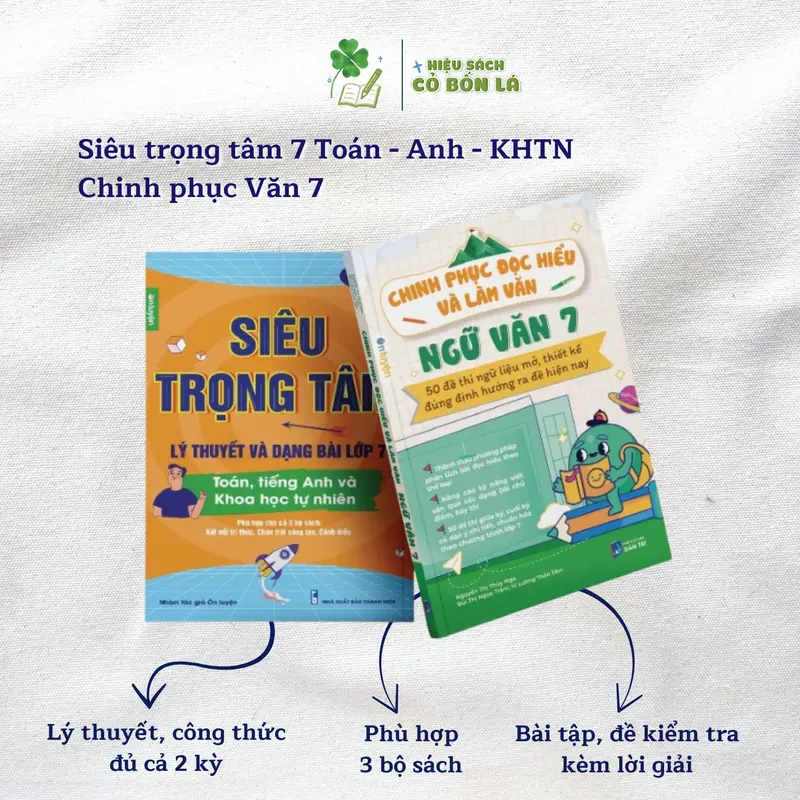 Sách Siêu Trọng Tâm lớp 7 môn Toán, Anh, KHTN và môn Văn cho 3 bộ sách chương trình mới - Hiệu sách Cỏ bốn lá 1
