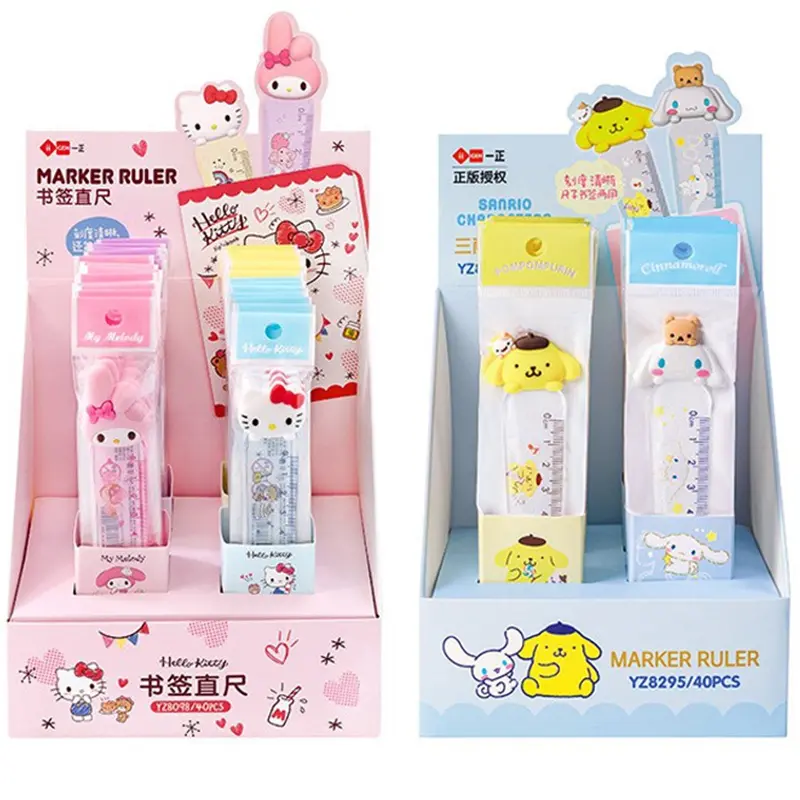Sanrio 12cm Kawaii Clear Mymelody Cinnamoroll Pom Pom Purin Ruler Cute Dog Bookmark Ruler Cartoon Transparent Ruler Scale Kawaii School Supplies Office Stationery