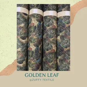 Rayon Motif Premium - Motif Golden Leaf (Harga untuk 0.5 meter) - Digital Printing