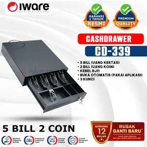 Iware Laci Uang Kasir Mini CD-339 dengan 5 Slot Uang Kertas & 2 Slot Uang Coin Koneksi RJ11 Durabilitas Teruji