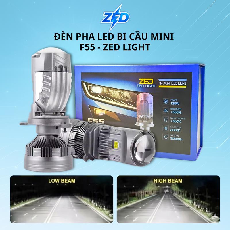  Đèn Pha LED Bi Cầu F55 ZEDLIGHT - 120W Bản Cao Cấp Dải Sáng Rộng Pha Chiếu Xa Trên 200m Chống Chói - Bảo Hành 24 Tháng - Chuyên Lắp Oto Xe Máy 