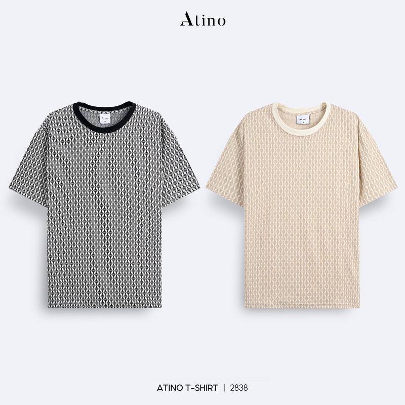 Áo Phông Nam Vải Dệt Kim 2 Màu ATINO L.2.2838 Form Regular áophong nam 【red  áo chui đầu áo thun Áo Phông Đen Nam Chất Vải Cotton Co Dãn 4 Chiều