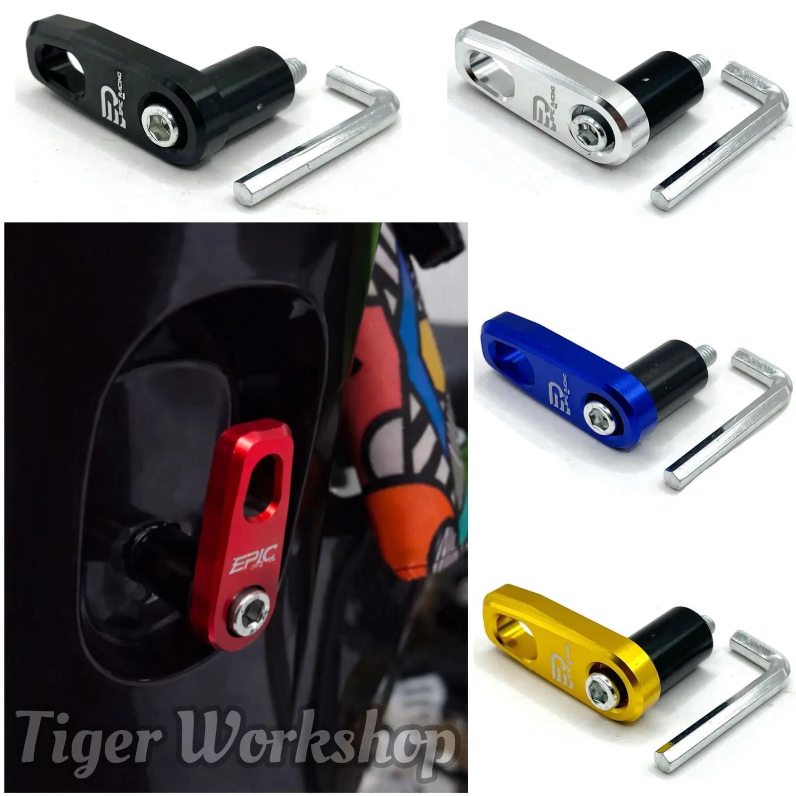 Gantungan Barang Motor CNC Alumunium Epic Racing - Hook Helm Kuat dan Praktis