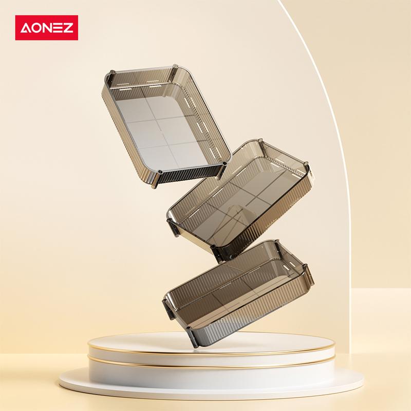 Product Introduction of 【SPESIAL Live/KOL 30Hari Garansi】AONEZ Rak Troli Susun Stainless steel RakKosmetik Serbaguna Rak kamar mandi Rak Salon Trolley Dengan Keranjang jaring akrilik transpara rak skincare 10