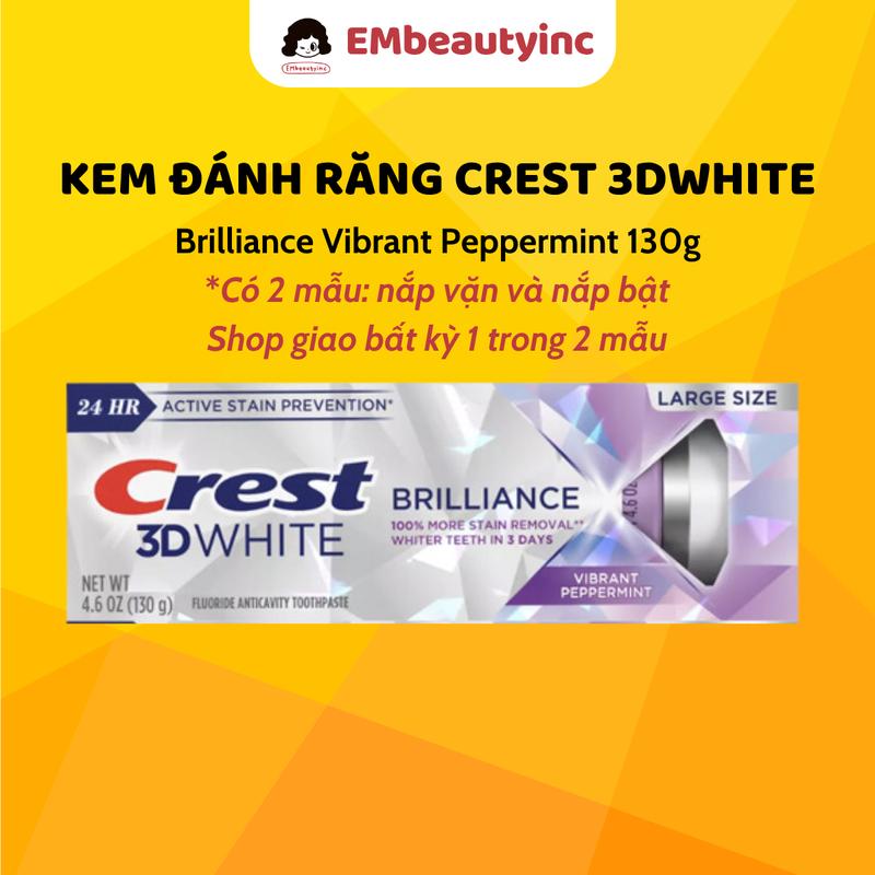 [130g] Kem Đánh Răng Crest 3D White Brilliance Bản Mỹ - Hỗ Trợ Trắng Răng Chuyên Sâu