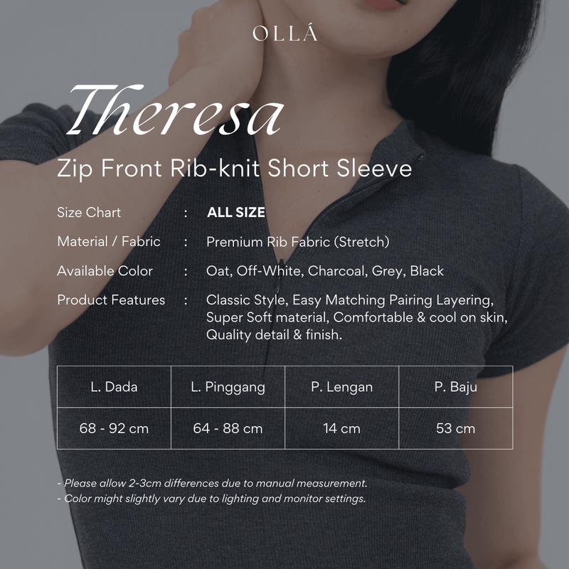 Product Introduction of Theresa Top - Atasan Wanita Rib Knit Lengan Pendek Zip Front Short Sleeve 0
