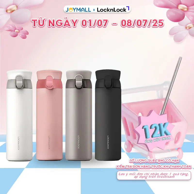 Bình Giữ Nhiệt LocknLock Wannabe One Touch 450ml LHC3240, Hàng Chính Hãng, Nắp Bật 1 Chạm - JoyMall[tặng ống hút thẳng từ 01/07 - 08/07/25 chỉ có trên livestream] 0