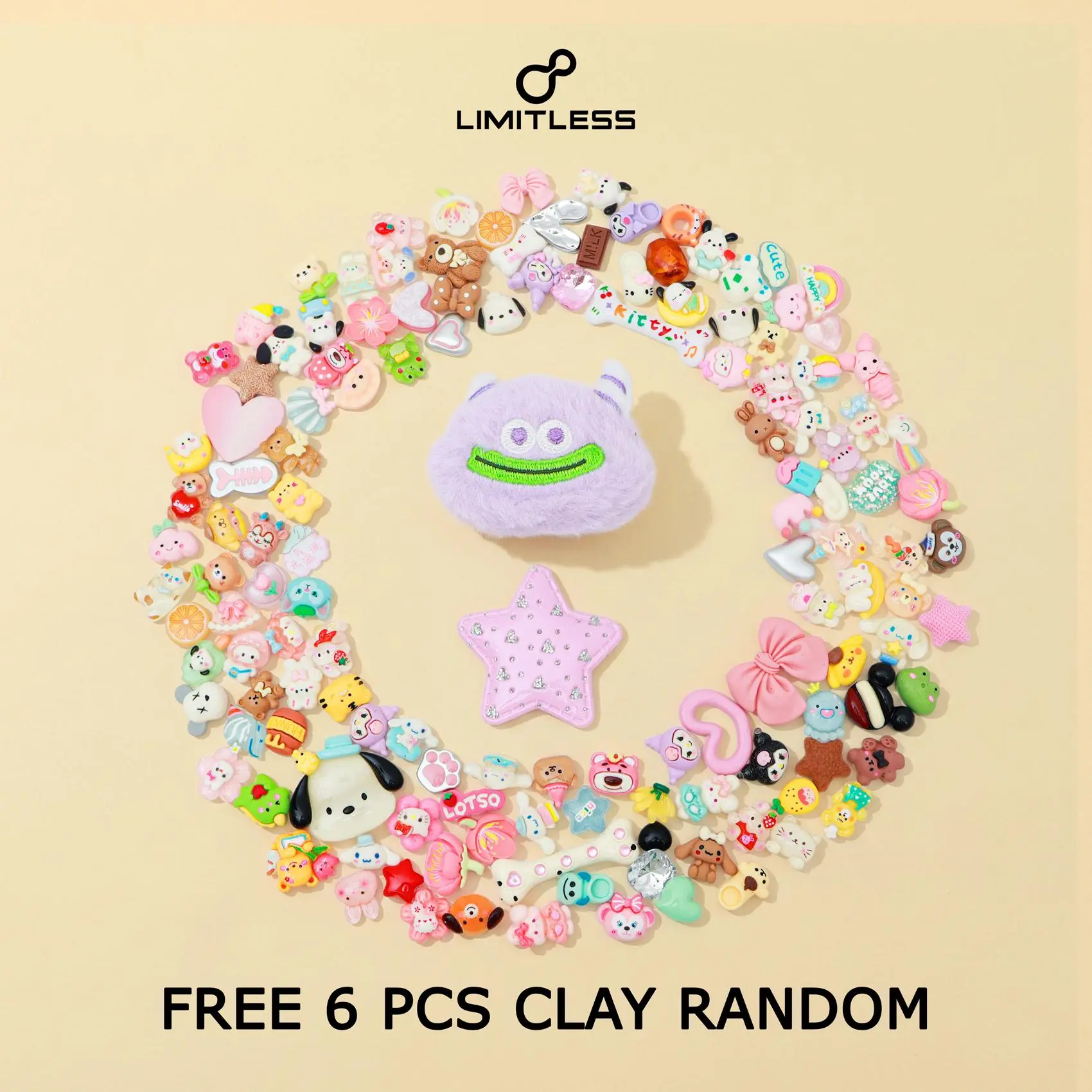 LIMITLESS Aksesoris Sandal  Model Boneka Tempel Aksesoris Sandal Motif Karakter Lucu Imut Kekinian Yang Bisa Lepas Pasang