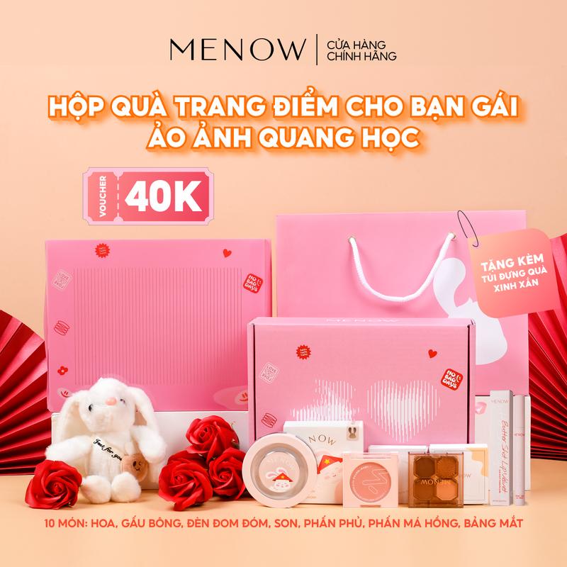 Hộp quà tặng trang điểm cho bạn gái kèm túi quà, gấu bông, hoa sáp và đèn Menow Bunny Box [Tặng Túi Giấy Đựng Quà]